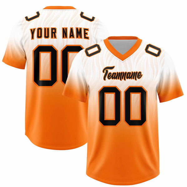 Custom White Orange Gradient Fashion Outdoor Football Jersey | BuyFootballJersey