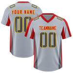 Custom Silver Red Side Stripe Pattern Football Jersey | BuyFootballJersey