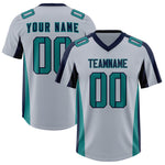Custom Silver Navy Side Stripe Pattern Football Jersey | BuyFootballJersey