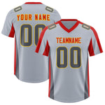 Custom Silver Red Side Stripe Pattern Football Jersey | BuyFootballJersey
