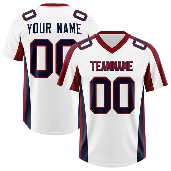Custom White Crimson Side Stripe Pattern Football Jersey | BuyFootballJersey