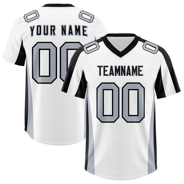 Custom White Black Side Stripe Pattern Football Jersey | BuyFootballJersey