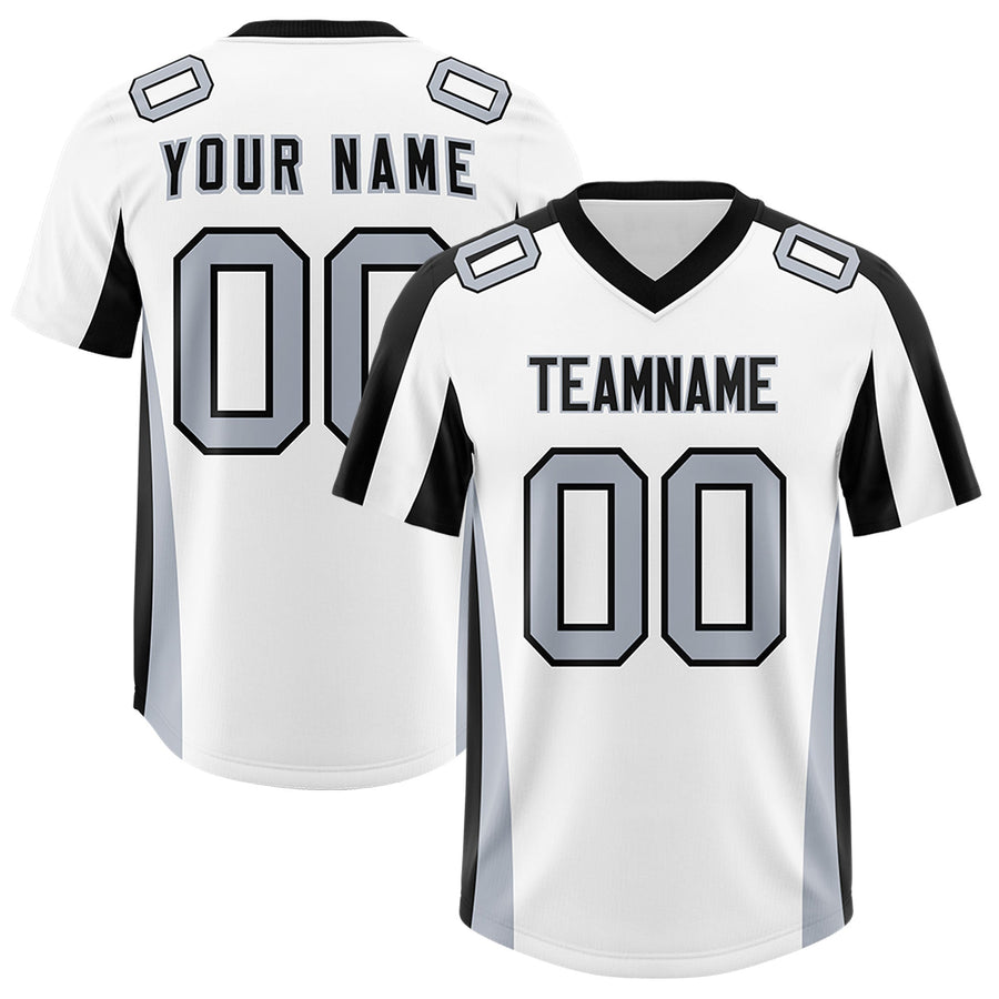 Custom White Black Side Stripe Pattern Football Jersey | BuyFootballJersey