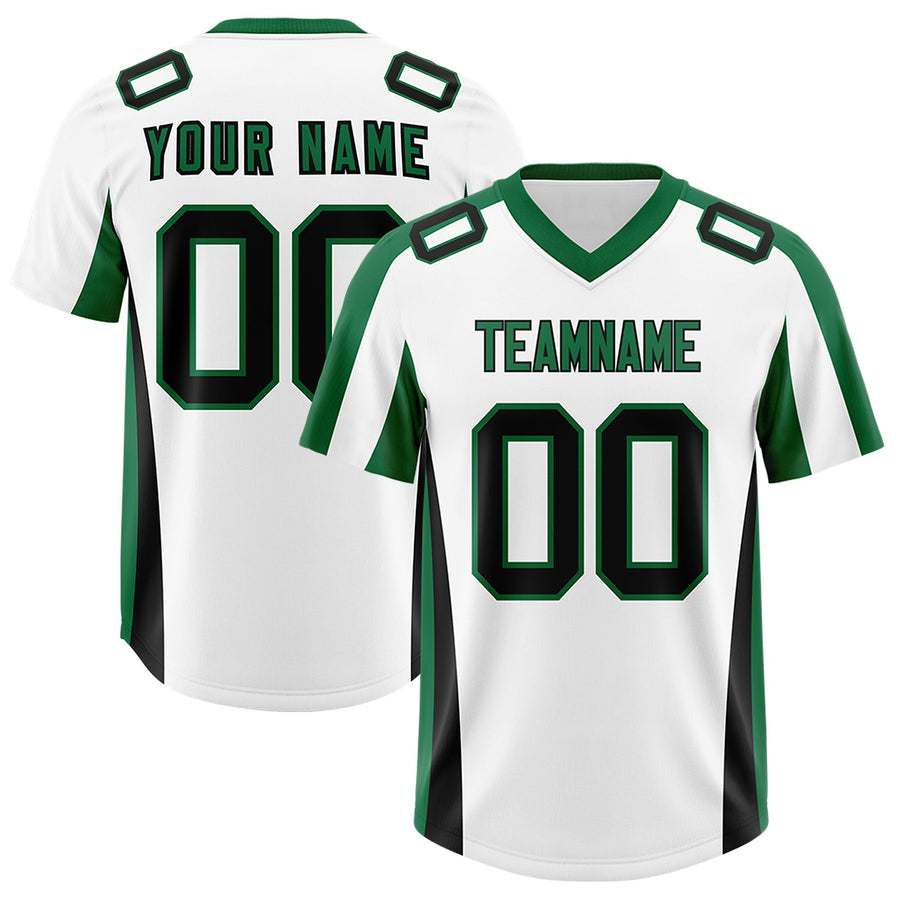 Custom White Kelly Green Side Stripe Pattern Football Jersey | BuyFootballJersey