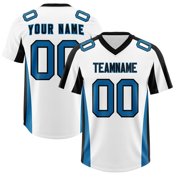 Custom White Black Side Stripe Pattern Football Jersey | BuyFootballJersey