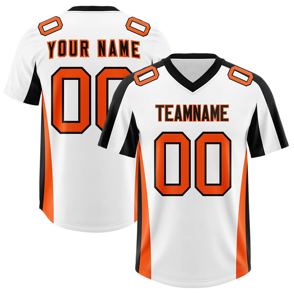 Custom White Black Side Stripe Pattern Football Jersey | BuyFootballJersey