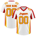 Custom White Red Side Stripe Pattern Football Jersey | BuyFootballJersey