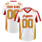 Custom White Red Side Stripe Pattern Football Jersey | BuyFootballJersey