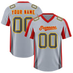 Custom Silver Red Side Stripe Pattern Football Jersey | BuyFootballJersey