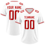 Custom White Red Personalized Neckline Square Classic Football Jersey | BuyFootballJersey