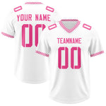 Custom White Pink Personalized Neckline Square Classic Football Jersey | BuyFootballJersey