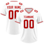 Custom White Red Personalized Neckline Square Classic Football Jersey | BuyFootballJersey