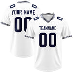 Custom White Navy Personalized Neckline Square Classic Football Jersey | BuyFootballJersey