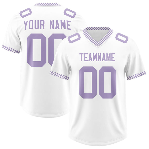 Custom White Light Purple Personalized Neckline Square Classic Football Jersey | BuyFootballJersey
