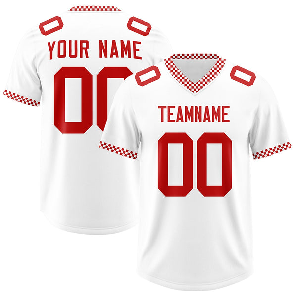 Custom White Red Personalized Neckline Square Classic Football Jersey | BuyFootballJersey
