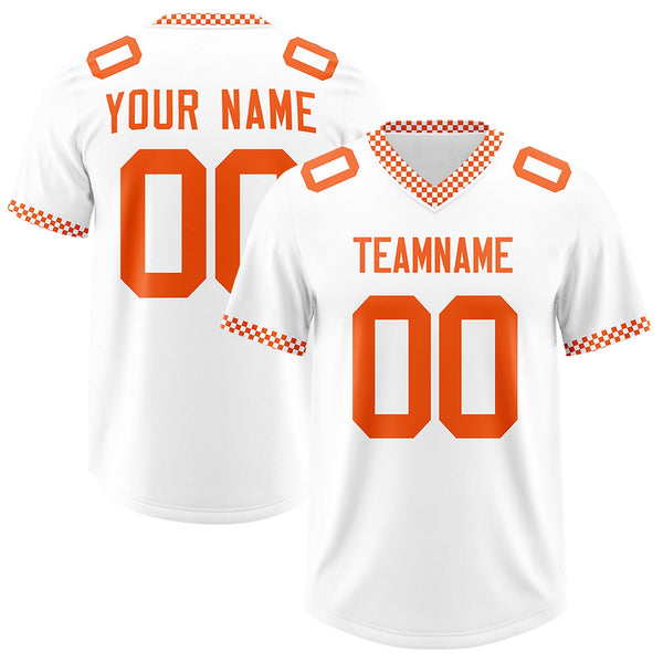 Custom White Orange Personalized Neckline Square Classic Football Jersey | BuyFootballJersey