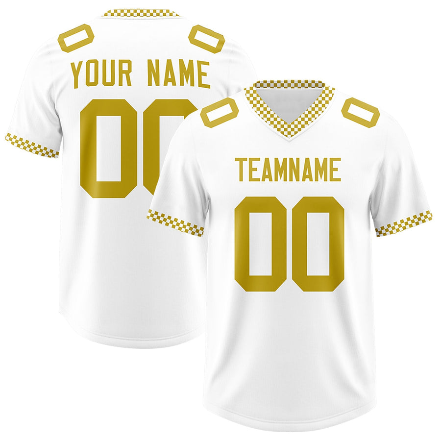 Custom White Old Gold Personalized Neckline Square Classic Football Jersey | BuyFootballJersey
