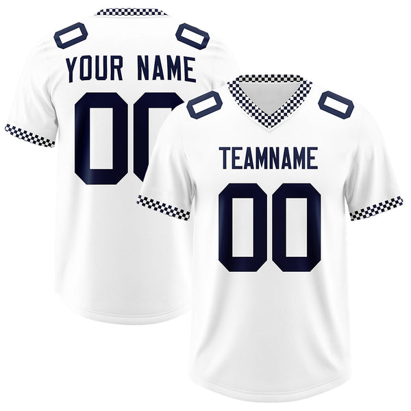 Custom White Navy Personalized Neckline Square Classic Football Jersey | BuyFootballJersey