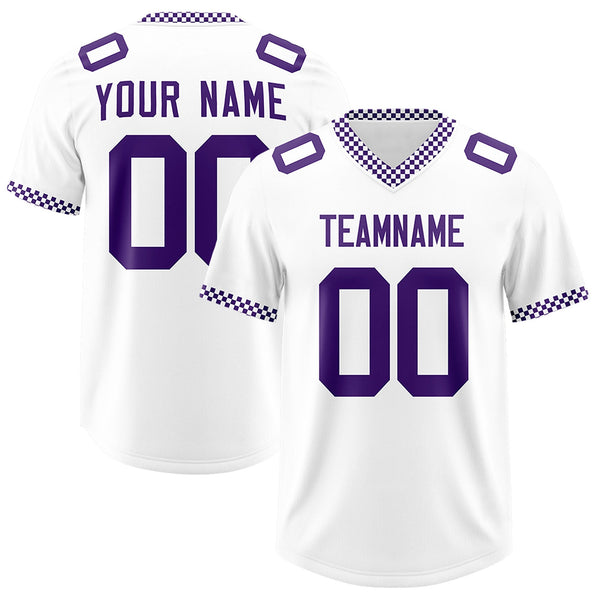 Custom White Purple Personalized Neckline Square Classic Football Jersey | BuyFootballJersey