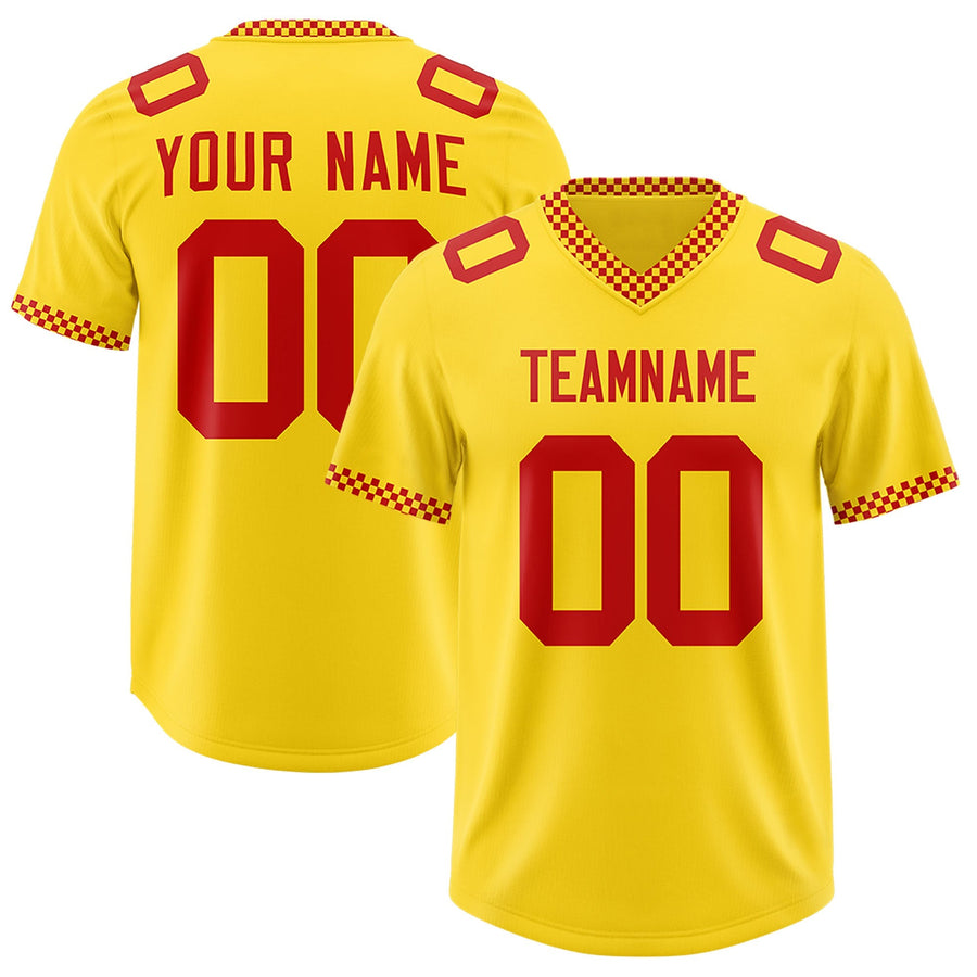 Custom Yellow Red Personalized Neckline Square Classic Football Jersey | BuyFootballJersey