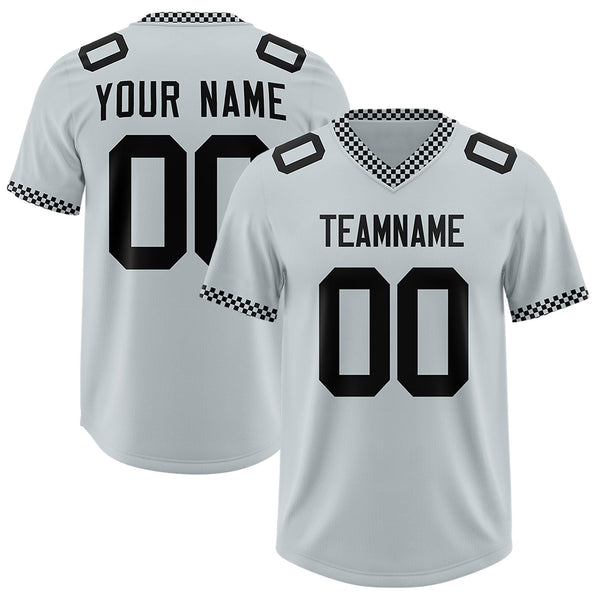 Custom Silver Black Personalized Neckline Square Classic Football Jersey | BuyFootballJersey