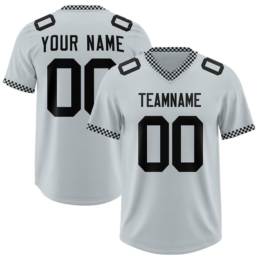 Custom Silver Black Personalized Neckline Square Classic Football Jersey | BuyFootballJersey