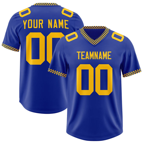 Custom Royal Yellow Personalized Neckline Square Classic Football Jersey | BuyFootballJersey