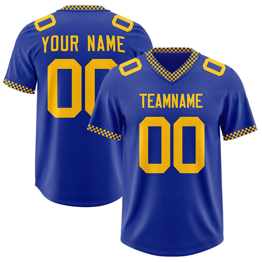 Custom Royal Yellow Personalized Neckline Square Classic Football Jersey | BuyFootballJersey