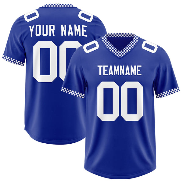 Custom Royal White Personalized Neckline Square Classic Football Jersey | BuyFootballJersey