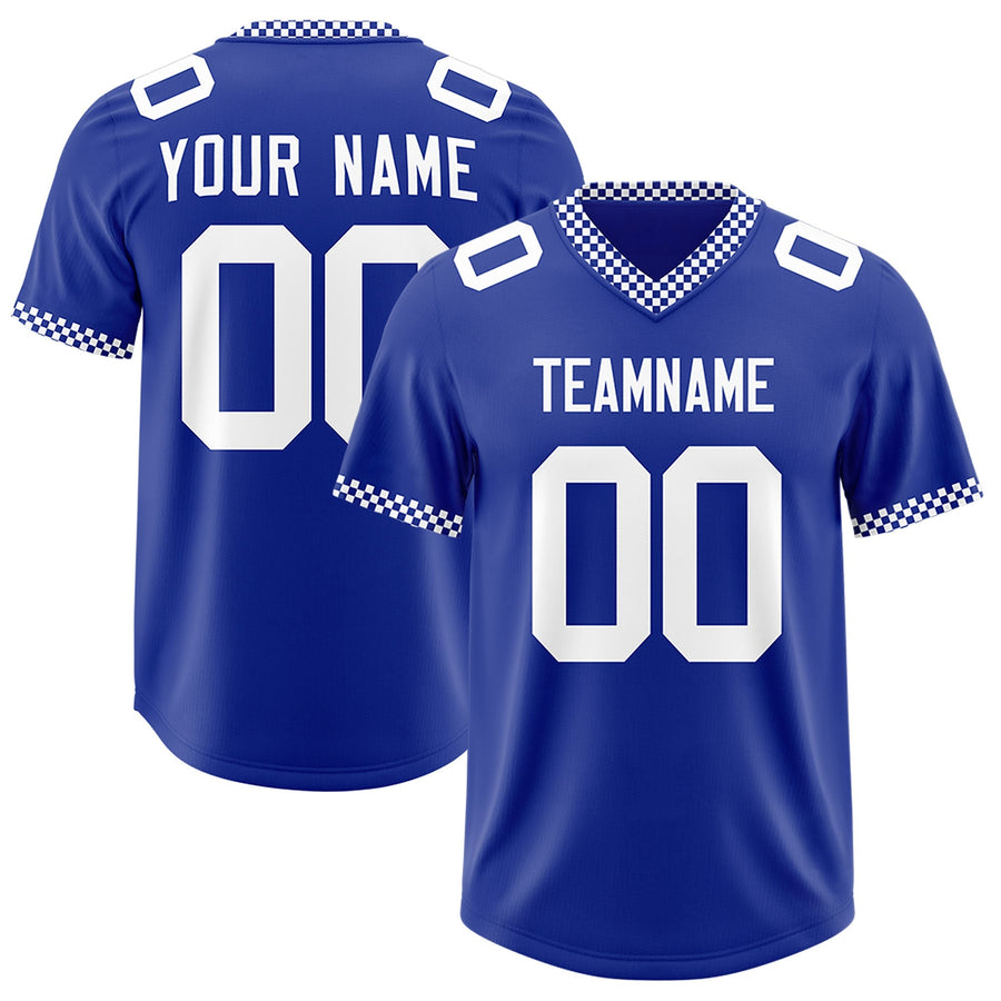Custom Royal White Personalized Neckline Square Classic Football Jersey | BuyFootballJersey