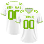 Custom White Neon Green Personalized Neckline Square Classic Football Jersey | BuyFootballJersey