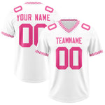 Custom White Pink Personalized Neckline Square Classic Football Jersey | BuyFootballJersey