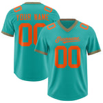 Custom Aqua Orange Personalized Neckline Square Classic Football Jersey | BuyFootballJersey