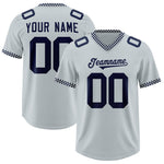 Custom Silver Navy Personalized Neckline Square Classic Football Jersey | BuyFootballJersey