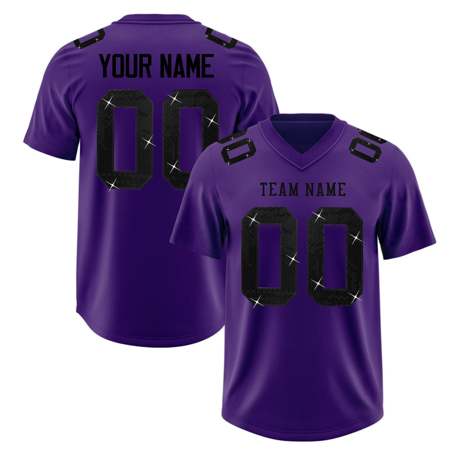 Custom Purple Black sequin lettering Breathable Football Jersey | BuyFootballJersey