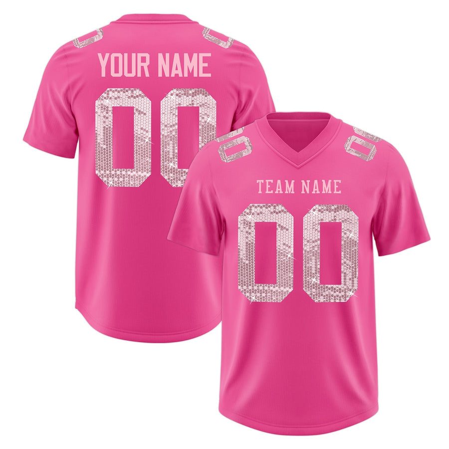 Custom Pink Light Pink sequin lettering Breathable Football Jersey | BuyFootballJersey