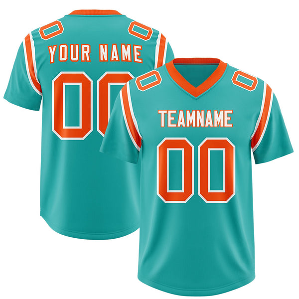 Custom Aqua Personalized Shoulder Cut Two-Tone Football Jersey | BuyFootballJersey
