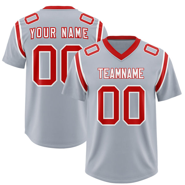 Custom Silver Personalized Shoulder Cut Two-Tone Football Jersey | BuyFootballJersey