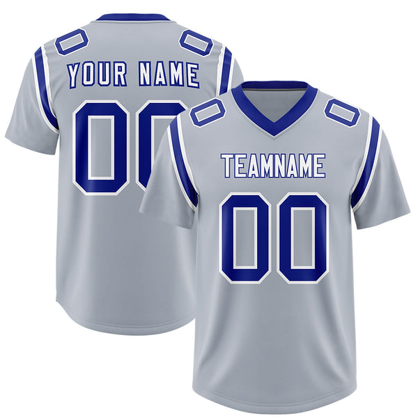 Custom Silver Personalized Shoulder Cut Two-Tone Football Jersey | BuyFootballJersey