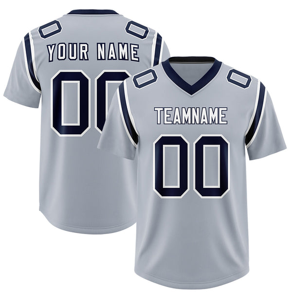 Custom Silver Personalized Shoulder Cut Two-Tone Football Jersey | BuyFootballJersey