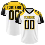 Custom White Black Raglan Sleeves Personalized Pattern Football Jersey | BuyFootballJersey