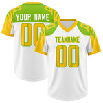 Custom White Gold Raglan Sleeves Personalized Pattern Football Jersey | BuyFootballJersey