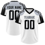Custom White Black Raglan Sleeves Personalized Pattern Football Jersey | BuyFootballJersey