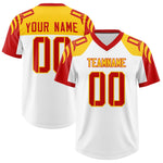 Custom White Red Raglan Sleeves Personalized Pattern Football Jersey | BuyFootballJersey