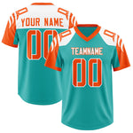 Custom Aqua Orange Raglan Sleeves Personalized Pattern Football Jersey | BuyFootballJersey