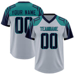 Custom Silver Navy Raglan Sleeves Personalized Pattern Football Jersey | BuyFootballJersey