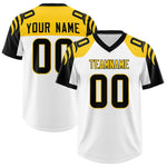 Custom White Black Raglan Sleeves Personalized Pattern Football Jersey | BuyFootballJersey