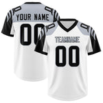 Custom White Black Raglan Sleeves Personalized Pattern Football Jersey | BuyFootballJersey