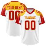 Custom White Red Raglan Sleeves Personalized Pattern Football Jersey | BuyFootballJersey