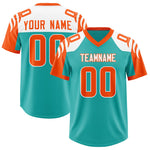 Custom Aqua Orange Raglan Sleeves Personalized Pattern Football Jersey | BuyFootballJersey